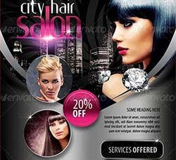 城市美容美发传单模板(4色方案)：City Hair Salon Promotional Flyer